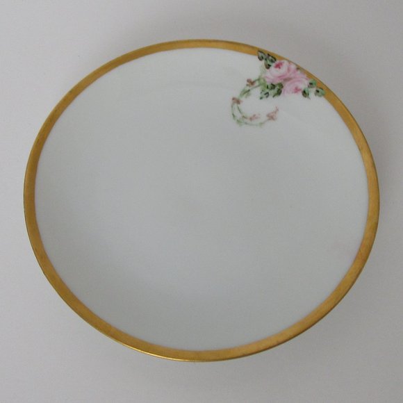Thomas Bavaria 6" bread plate pink roses thick gold edge - Picture 1 of 4
